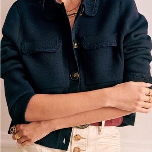 Sezane Betty Cardigan in Blue Crochet